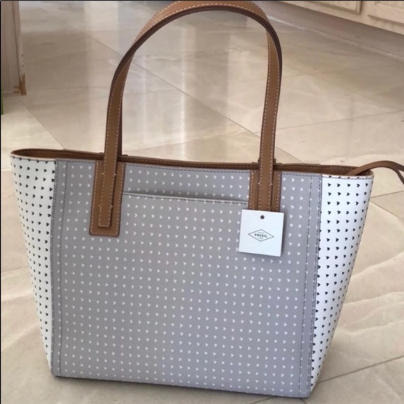 ❤️ Fossil Grey / White shoulder bag / tote NWT - Picture 2 of 8